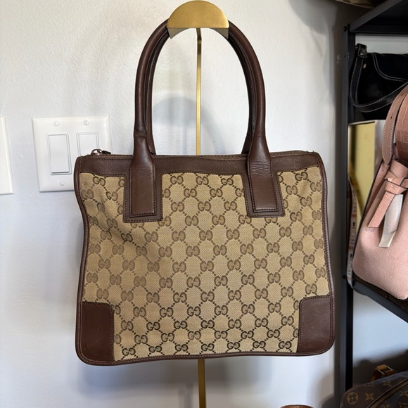 Gucci Brown Monogram Tote Bag with COA - Picture 11 of 13